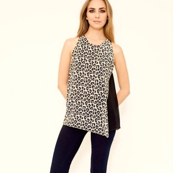 3.1 PHILLIP LIM 100% Silk Leopard Print Asymmetric Tunic Top Sleeveless 2 - Picture 2 of 5